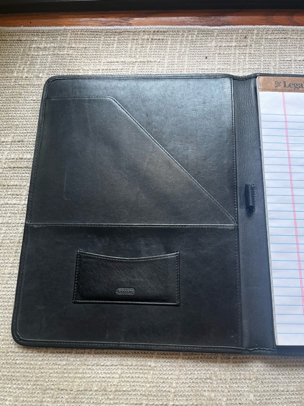 Vintage Coach Black Leather Bi-fold Portfolio Notebook Organizer Padfolio - Picture 8 of 10